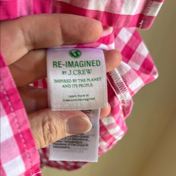 J. Crew Pink and White Gingham Button Down Sleeveless Beach Vacation Top Sz XL - Picture 10 of 14